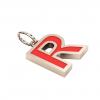 Alphabet Capital Initial Letter R Pendant, made of 925 sterling silver / 18k rose gold finish with red enamel