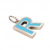 Alphabet Capital Initial Letter R Pendant, made of 925 sterling silver / 18k rose gold finish with turquoise enamel
