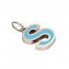 Alphabet Capital Initial Letter S Pendant, made of 925 sterling silver / 18k rose gold finish with turquoise enamel