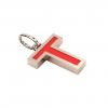 Alphabet Capital Initial Letter T Pendant, made of 925 sterling silver / 18k rose gold finish with red enamel