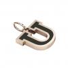 Alphabet Capital Initial Letter U Pendant, made of 925 sterling silver / 18k rose gold finish with black enamel