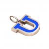 Alphabet Capital Initial Letter U Pendant, made of 925 sterling silver / 18k rose gold finish with blue enamel