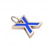 Alphabet Capital Initial Letter X Pendant, made of 925 sterling silver / 18k rose gold finish with blue enamel