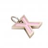 Alphabet Capital Initial Letter X Pendant, made of 925 sterling silver / 18k rose gold finish with pink enamel