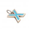 Alphabet Capital Initial Letter X Pendant, made of 925 sterling silver / 18k rose gold finish with turquoise enamel