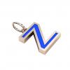 Alphabet Capital Initial Letter Z Pendant, made of 925 sterling silver / 18k rose gold finish with blue enamel