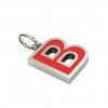 Alphabet Capital Initial Letter B Pendant, made of 925 sterling silver / 18k white gold finish with red enamel