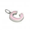 Alphabet Capital Initial Letter C Pendant, made of 925 sterling silver / 18k white gold finish with pink enamel