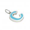 Alphabet Capital Initial Letter C Pendant, made of 925 sterling silver / 18k white gold finish with turquoise enamel
