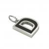 Alphabet Capital Initial Letter D Pendant, made of 925 sterling silver / 18k white gold finish with black enamel