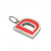 Alphabet Capital Initial Letter D Pendant, made of 925 sterling silver / 18k white gold finish with red enamel