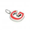 Alphabet Capital Initial Letter G Pendant, made of 925 sterling silver / 18k white gold finish with red enamel