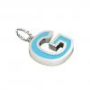 Alphabet Capital Initial Letter G Pendant, made of 925 sterling silver / 18k white gold finish with turquoise enamel