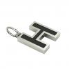 Alphabet Capital Initial Letter H Pendant, made of 925 sterling silver / 18k white gold finish with black enamel