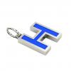 Alphabet Capital Initial Letter H Pendant, made of 925 sterling silver / 18k white gold finish with blue enamel