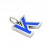 Alphabet Capital Initial Letter K Pendant, made of 925 sterling silver / 18k white gold finish with blue enamel