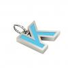 Alphabet Capital Initial Letter K Pendant, made of 925 sterling silver / 18k white gold finish with turquoise enamel