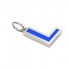 Alphabet Capital Initial Letter L Pendant, made of 925 sterling silver / 18k white gold finish with blue enamel