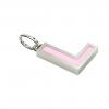 Alphabet Capital Initial Letter L Pendant, made of 925 sterling silver / 18k white gold finish with pink enamel