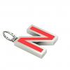 Alphabet Capital Initial Letter N Pendant, made of 925 sterling silver / 18k white gold finish with red enamel