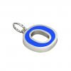 Alphabet Capital Initial Letter O Pendant, made of 925 sterling silver / 18k white gold finish with blue enamel