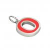 Alphabet Capital Initial Letter O Pendant, made of 925 sterling silver / 18k white gold finish with red enamel