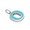 Alphabet Capital Initial Letter O Pendant, made of 925 sterling silver / 18k white gold finish with turquoise enamel