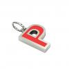 Alphabet Capital Initial Letter P Pendant, made of 925 sterling silver / 18k white gold finish with red enamel