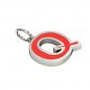 Alphabet Capital Initial Letter Q Pendant, made of 925 sterling silver / 18k white gold finish with red enamel