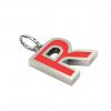 Alphabet Capital Initial Letter R Pendant, made of 925 sterling silver / 18k white gold finish with red enamel