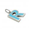 Alphabet Capital Initial Letter R Pendant, made of 925 sterling silver / 18k white gold finish with turquoise enamel