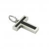Alphabet Capital Initial Letter T Pendant, made of 925 sterling silver / 18k white gold finish with black enamel