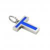 Alphabet Capital Initial Letter T Pendant, made of 925 sterling silver / 18k white gold finish with blue enamel