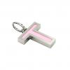 Alphabet Capital Initial Letter T Pendant, made of 925 sterling silver / 18k white gold finish with pink enamel