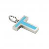 Alphabet Capital Initial Letter T Pendant, made of 925 sterling silver / 18k white gold finish with turquoise enamel