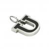 Alphabet Capital Initial Letter U Pendant, made of 925 sterling silver / 18k white gold finish with black enamel