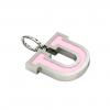 Alphabet Capital Initial Letter U Pendant, made of 925 sterling silver / 18k white gold finish with pink enamel