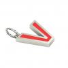 Alphabet Capital Initial Letter V Pendant, made of 925 sterling silver / 18k white gold finish with red enamel