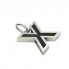 Alphabet Capital Initial Letter X Pendant, made of 925 sterling silver / 18k white gold finish with black enamel