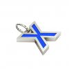 Alphabet Capital Initial Letter X Pendant, made of 925 sterling silver / 18k white gold finish with blue enamel