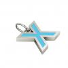 Alphabet Capital Initial Letter X Pendant, made of 925 sterling silver / 18k white gold finish with turquoise enamel