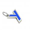 Alphabet Capital Initial Letter Y Pendant, made of 925 sterling silver / 18k white gold finish with blue enamel