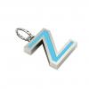 Alphabet Capital Initial Letter Z Pendant, made of 925 sterling silver / 18k white gold finish with turquoise enamel