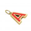 Alphabet Capital Initial Greek Letter Α Pendant, made of 925 sterling silver / 18k gold finish with red enamel
