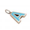 Alphabet Capital Initial Greek Letter Α Pendant, made of 925 sterling silver / 18k rose gold finish with turquoise enamel