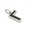Alphabet Capital Initial Greek Letter Γ Pendant, made of 925 sterling silver / 18k white gold finish with black enamel