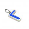 Alphabet Capital Initial Greek Letter Γ Pendant, made of 925 sterling silver / 18k white gold finish with blue enamel