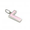 Alphabet Capital Initial Greek Letter Γ Pendant, made of 925 sterling silver / 18k white gold finish with pink enamel