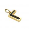 Alphabet Capital Initial Greek Letter Γ Pendant, made of 925 sterling silver / 18k gold finish with black enamel