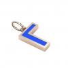 Alphabet Capital Initial Greek Letter Γ Pendant, made of 925 sterling silver / 18k rose gold finish with blue enamel